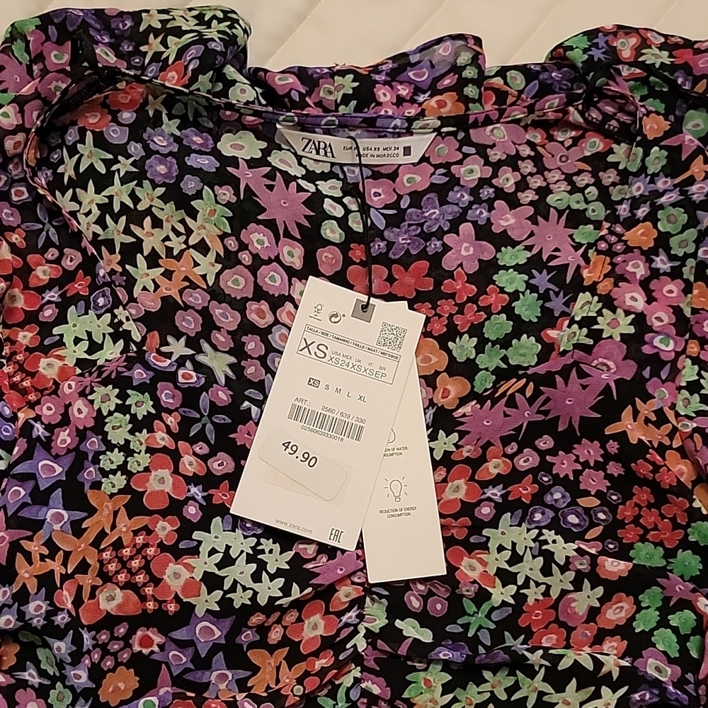 Zara Floral Print Draped Mini Dress NWT - Picture 8 of 9